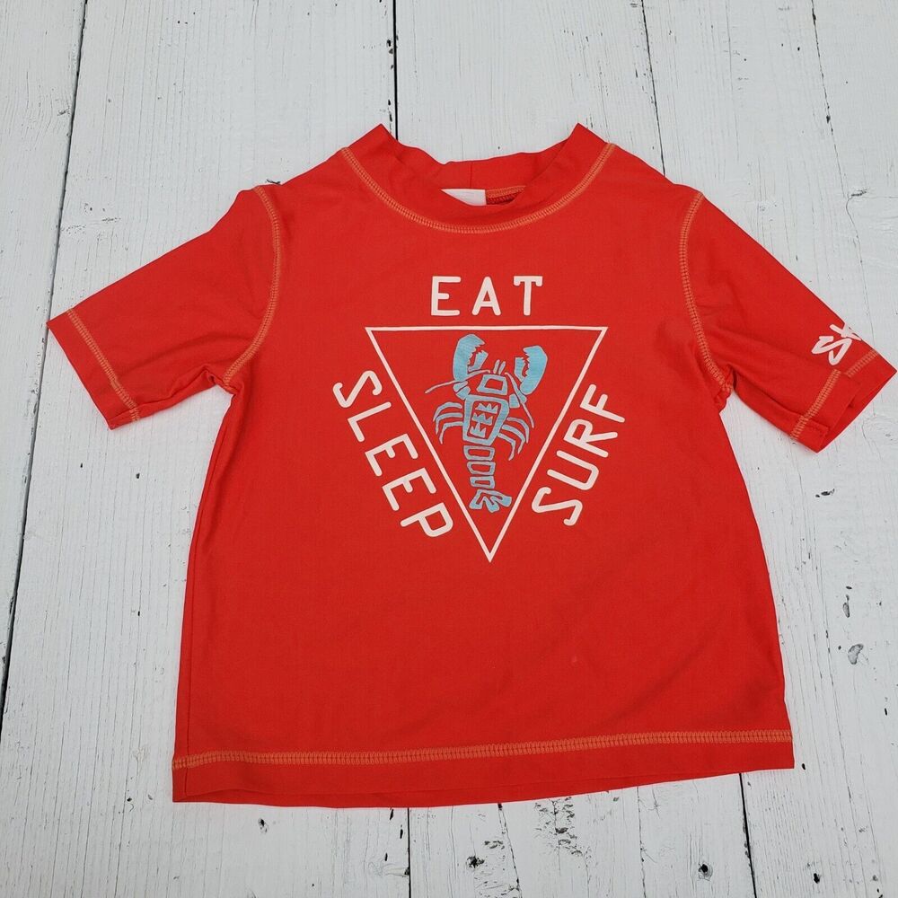 Sketchers Boys Red Lobster Short Sleeve Swim Shirt Rash Guard Sz 6